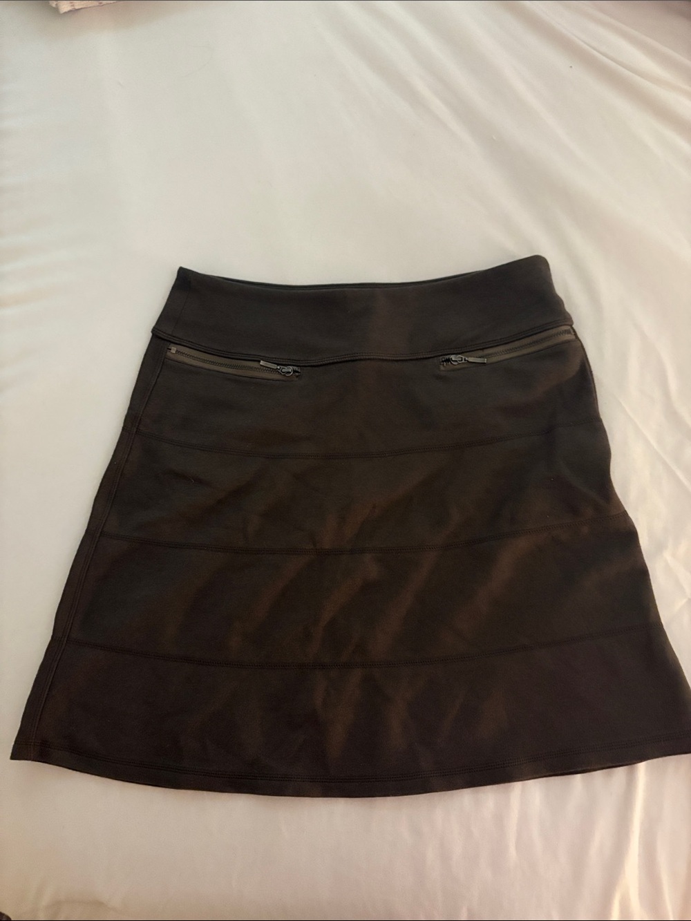 Athleta Dark Brown A-Line Skirt with Front Zip Pockets